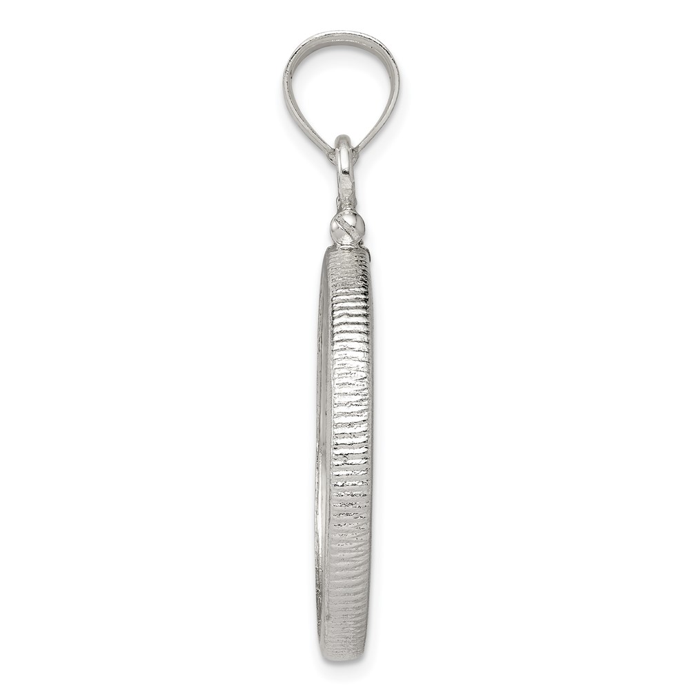 Wideband Distinguished Coin Jewelry Sterling Silver Polished 24.1 x 1.7mm $0.25 Screw Top Coin Bezel Pendant (QBP4)