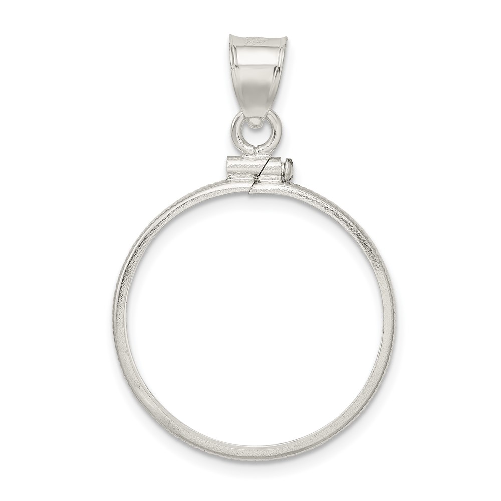 Wideband Distinguished Coin Jewelry Sterling Silver Polished 24.1 x 1.7mm $0.25 Screw Top Coin Bezel Pendant (QBP4)