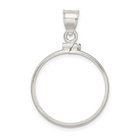 Wideband Distinguished Coin Jewelry Sterling Silver Polished 24.1 X 1.7mm $0.25 Screw Top Coin Bezel Pendant view 3