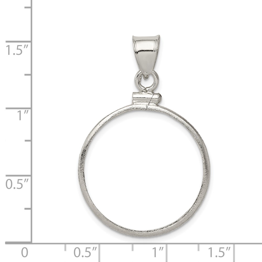 Wideband Distinguished Coin Jewelry Sterling Silver Polished 24.1 x 1.7mm $0.25 Screw Top Coin Bezel Pendant (QBP4)