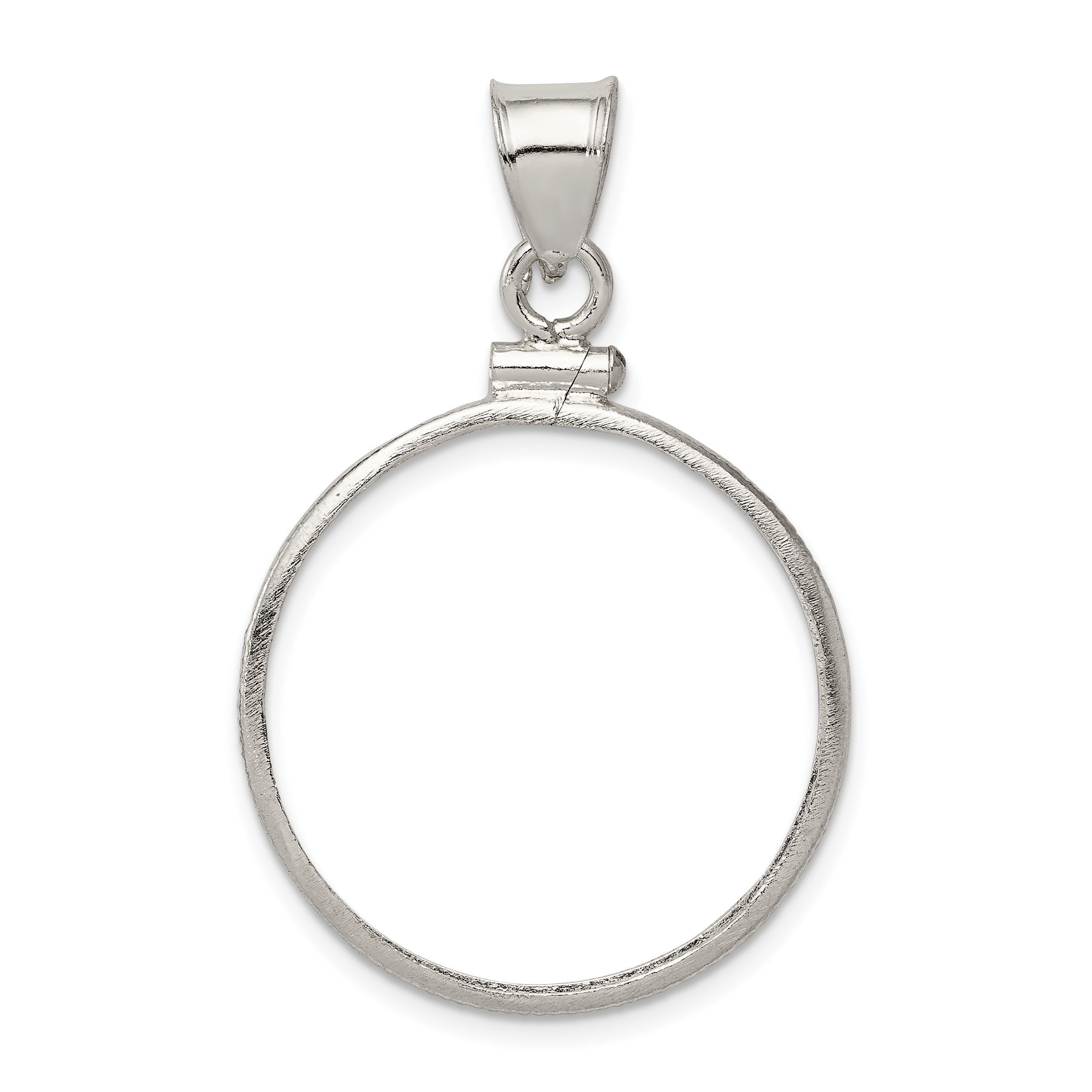 Wideband Distinguished Coin Jewelry Sterling Silver Polished 24.1 x 1.7mm $0.25 Screw Top Coin Bezel Pendant (QBP4)