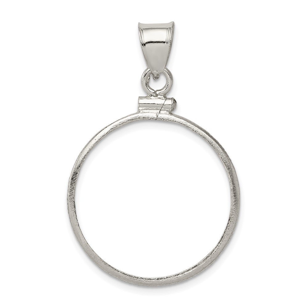 Wideband Distinguished Coin Jewelry Sterling Silver Polished 24.1 x 1.7mm $0.25 Screw Top Coin Bezel Pendant (QBP4)