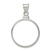 Wideband Distinguished Coin Jewelry Sterling Silver Polished 24.1 X 1.7mm $0.25 Screw Top Coin Bezel Pendant view 1