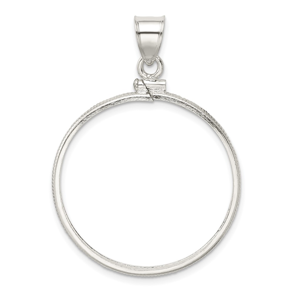 Wideband Distinguished Coin Jewelry Sterling Silver Polished 30.5 x 2.1mm $0.50 Screw Top Coin Bezel Pendant (QBP5)
