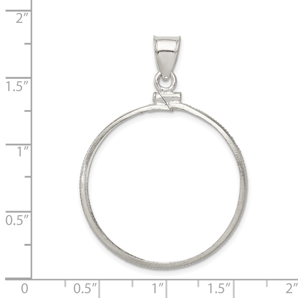 Wideband Distinguished Coin Jewelry Sterling Silver Polished 30.5 x 2.1mm $0.50 Screw Top Coin Bezel Pendant (QBP5)