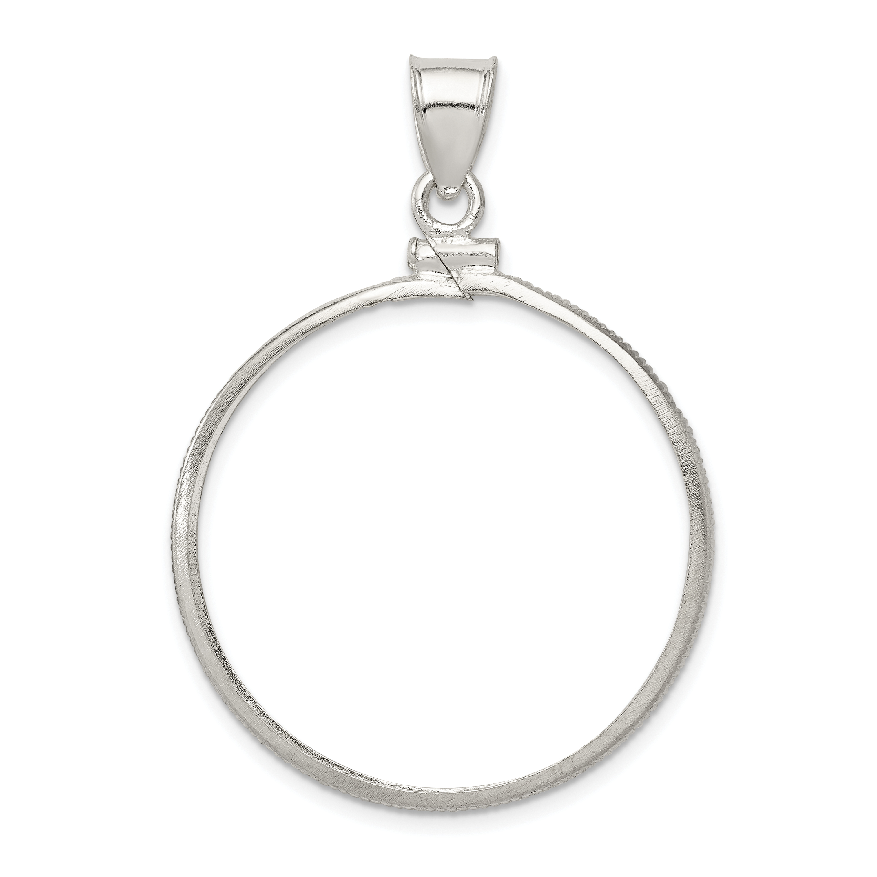 Wideband Distinguished Coin Jewelry Sterling Silver Polished 30.5 x 2.1mm $0.50 Screw Top Coin Bezel Pendant (QBP5)