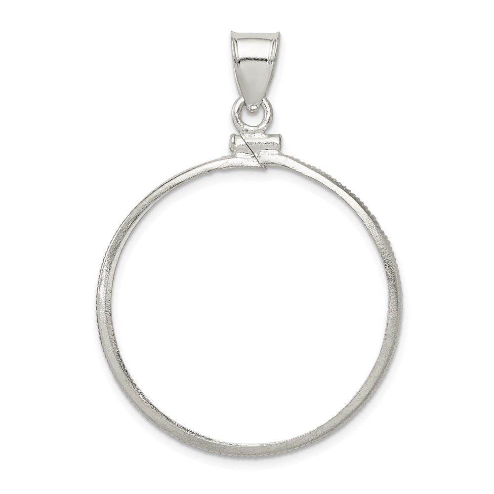 Wideband Distinguished Coin Jewelry Sterling Silver Polished 30.5 x 2.1mm $0.50 Screw Top Coin Bezel Pendant (QBP5)
