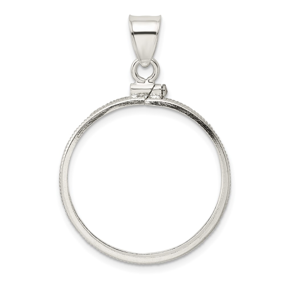 Wideband Distinguished Coin Jewelry Sterling Silver Polished 26.4 x 1.8mm Susan B. Anthony Screw Top Coin Bezel Pendant (QBP6)