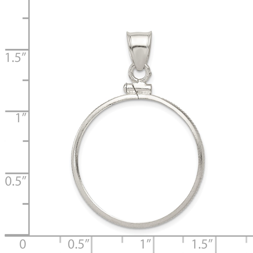 Wideband Distinguished Coin Jewelry Sterling Silver Polished 26.4 x 1.8mm Susan B. Anthony Screw Top Coin Bezel Pendant (QBP6)
