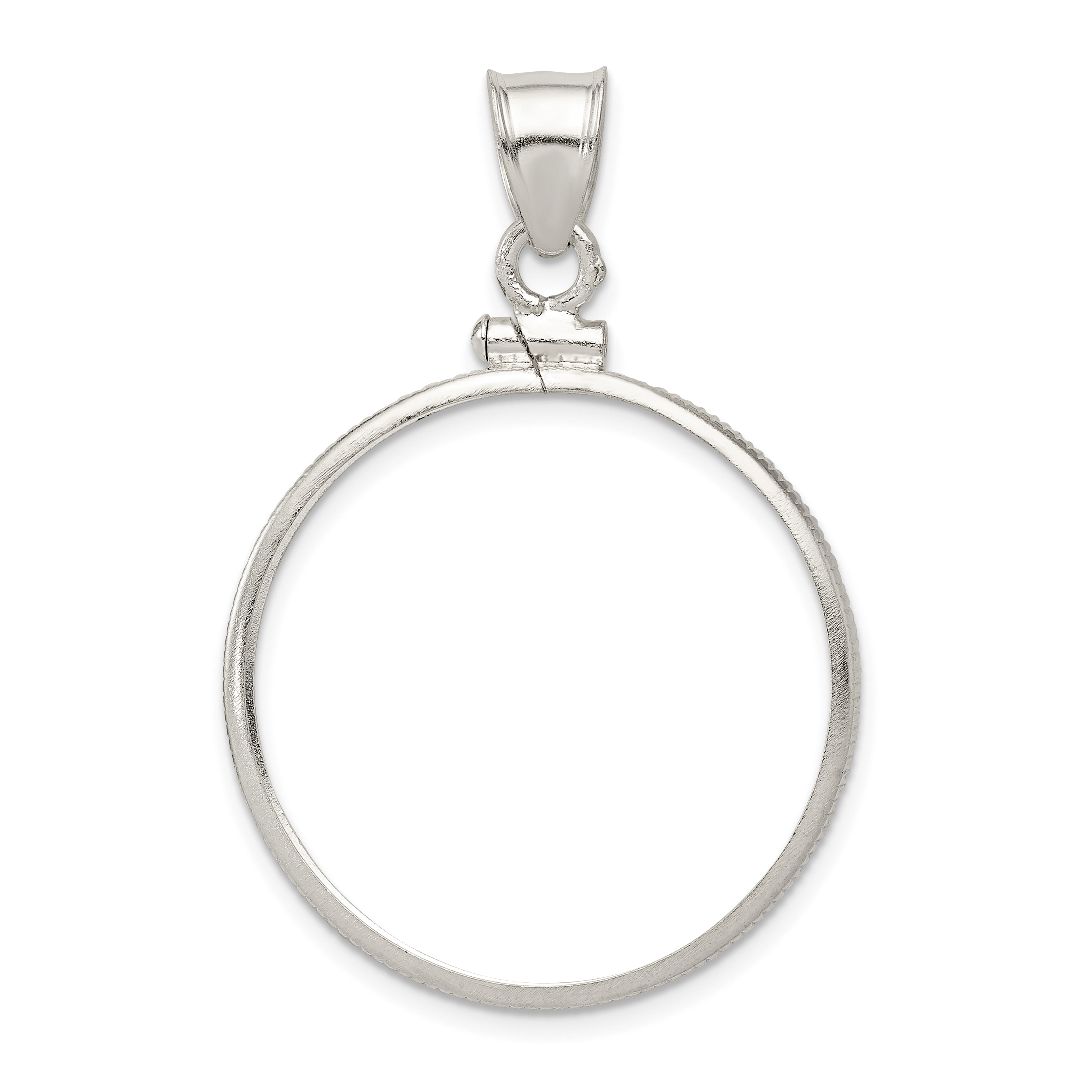 Wideband Distinguished Coin Jewelry Sterling Silver Polished 26.4 x 1.8mm Susan B. Anthony Screw Top Coin Bezel Pendant (QBP6)