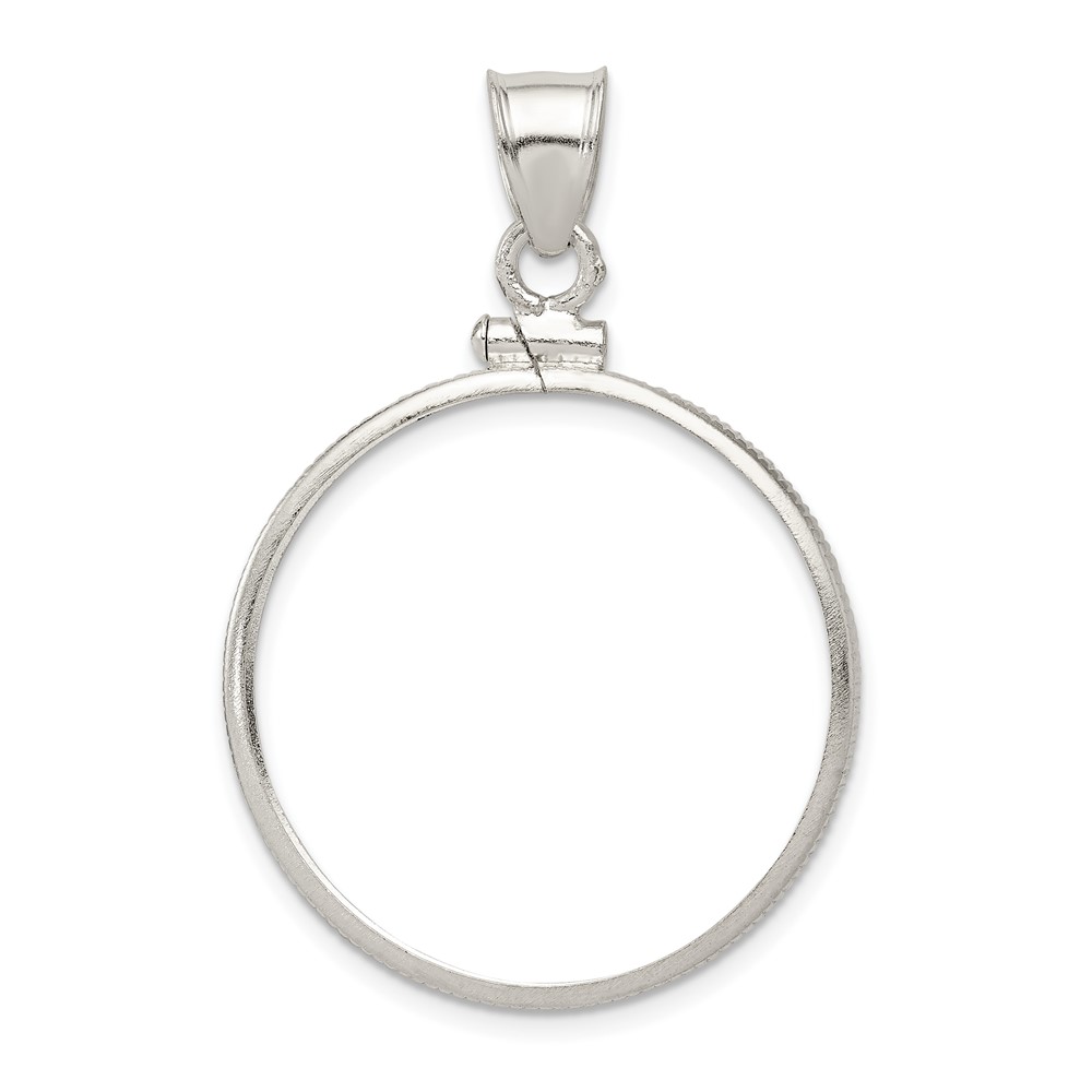 Wideband Distinguished Coin Jewelry Sterling Silver Polished 26.4 x 1.8mm Susan B. Anthony Screw Top Coin Bezel Pendant (QBP6)