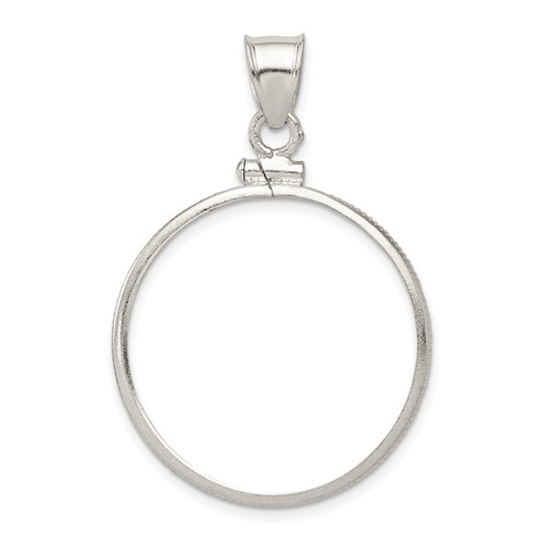 Wideband Distinguished Coin Jewelry Sterling Silver Polished 26.4 X 1.8mm Susan B. Anthony Screw Top Coin Bezel Pendant