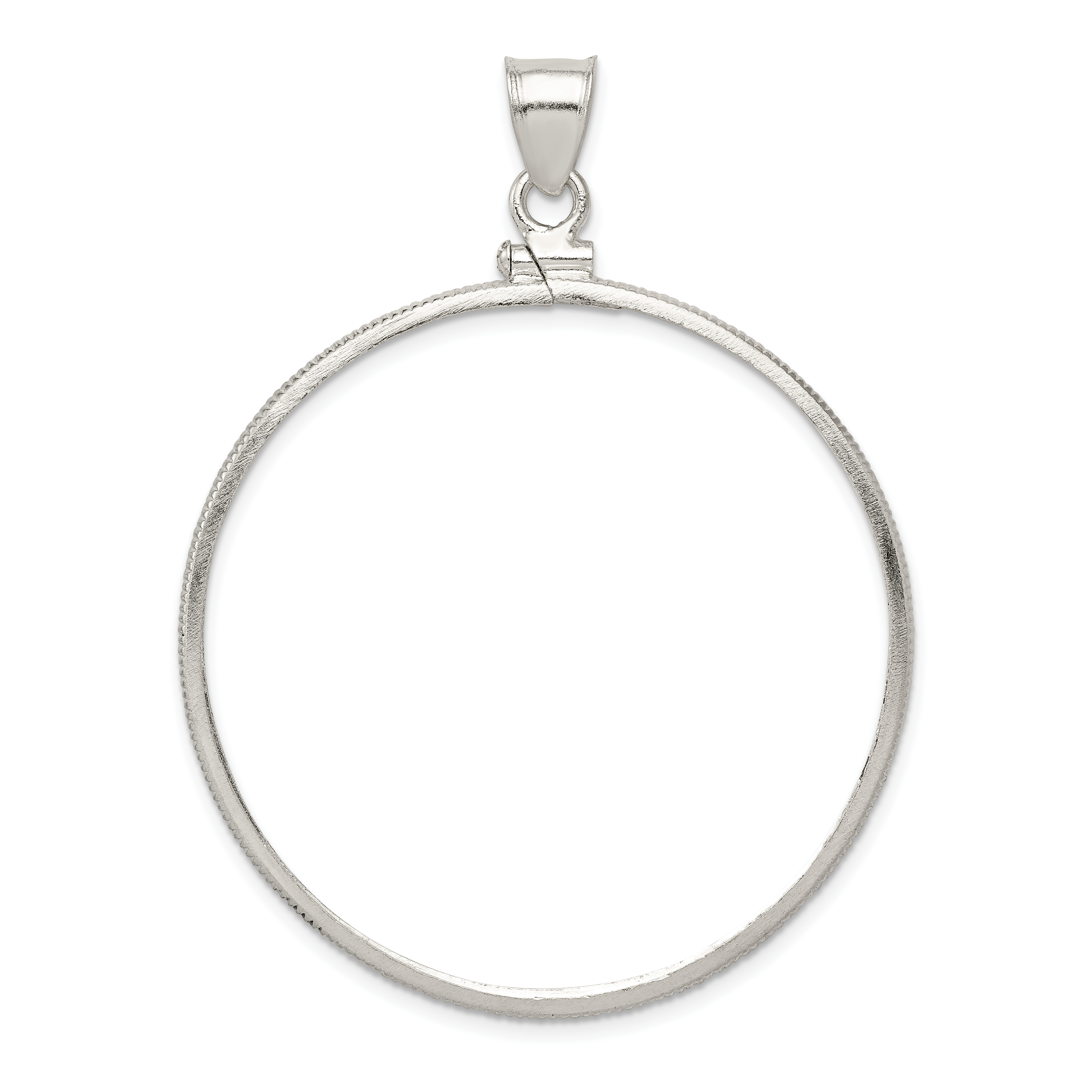 Wideband Distinguished Coin Jewelry Sterling Silver Polished 40.6 x 3.1mm Screw Top Coin Bezel Pendant (QBP8)