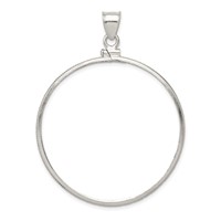 Wideband Distinguished Coin Jewelry Sterling Silver Polished 40.6 X 3.1mm Screw Top Coin Bezel Pendant view 1