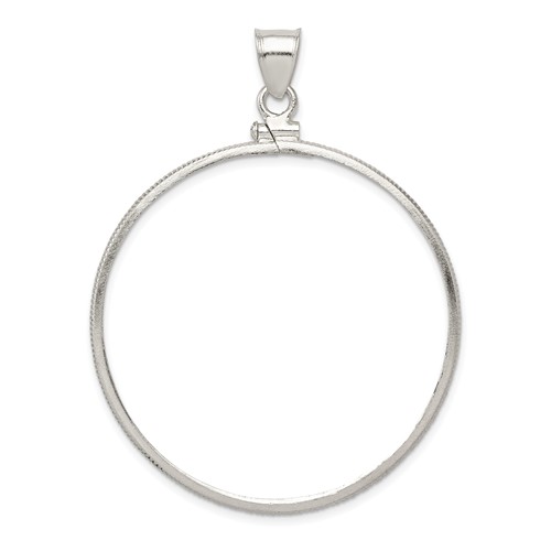 Wideband Distinguished Coin Jewelry Sterling Silver Polished 40.6 X 3.1mm Screw Top Coin Bezel Pendant