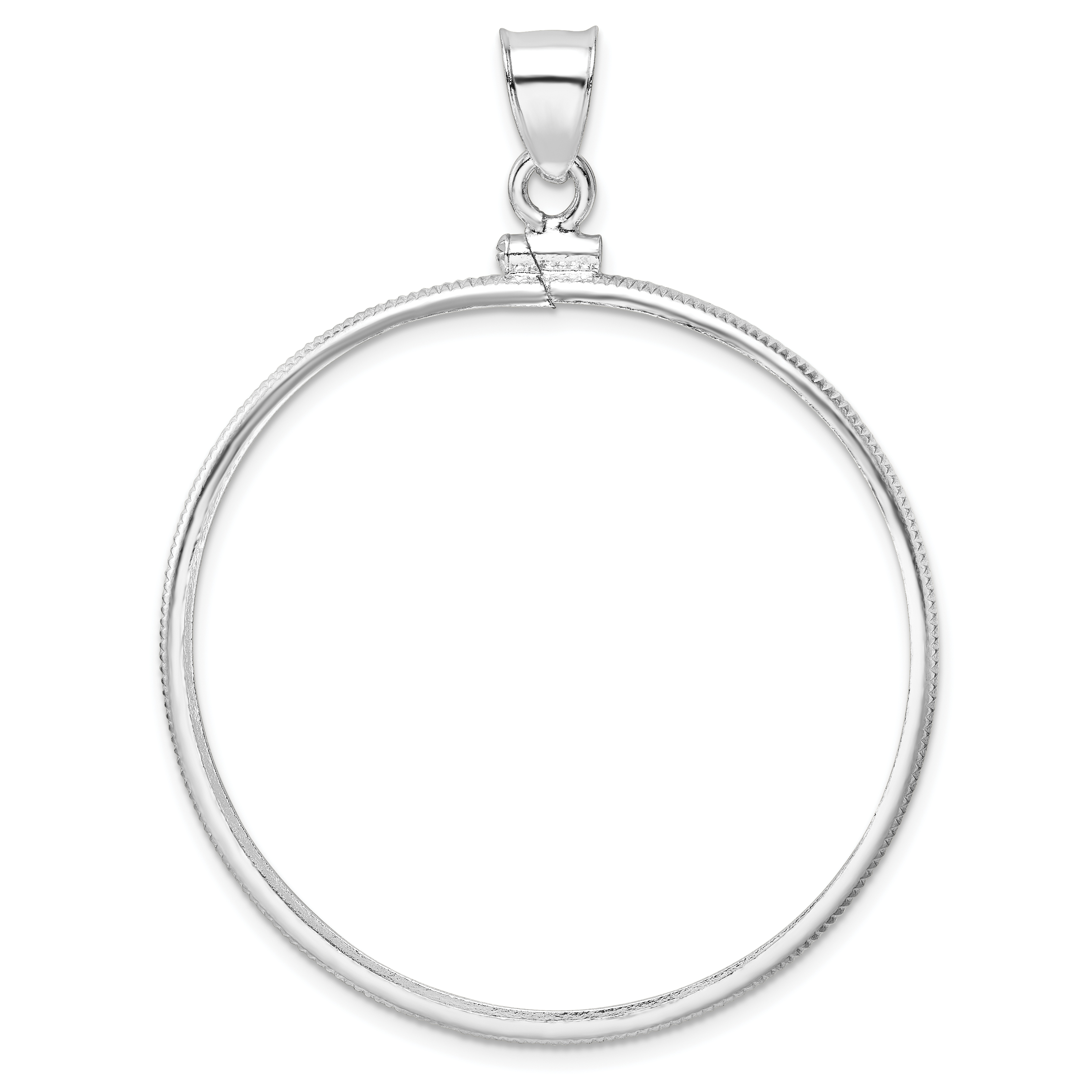 Wideband Distinguished Coin Jewelry Sterling Silver Polished 39.4 x 3.1mm 1 oz. Screw Top Coin Bezel Pendant (QBP9)