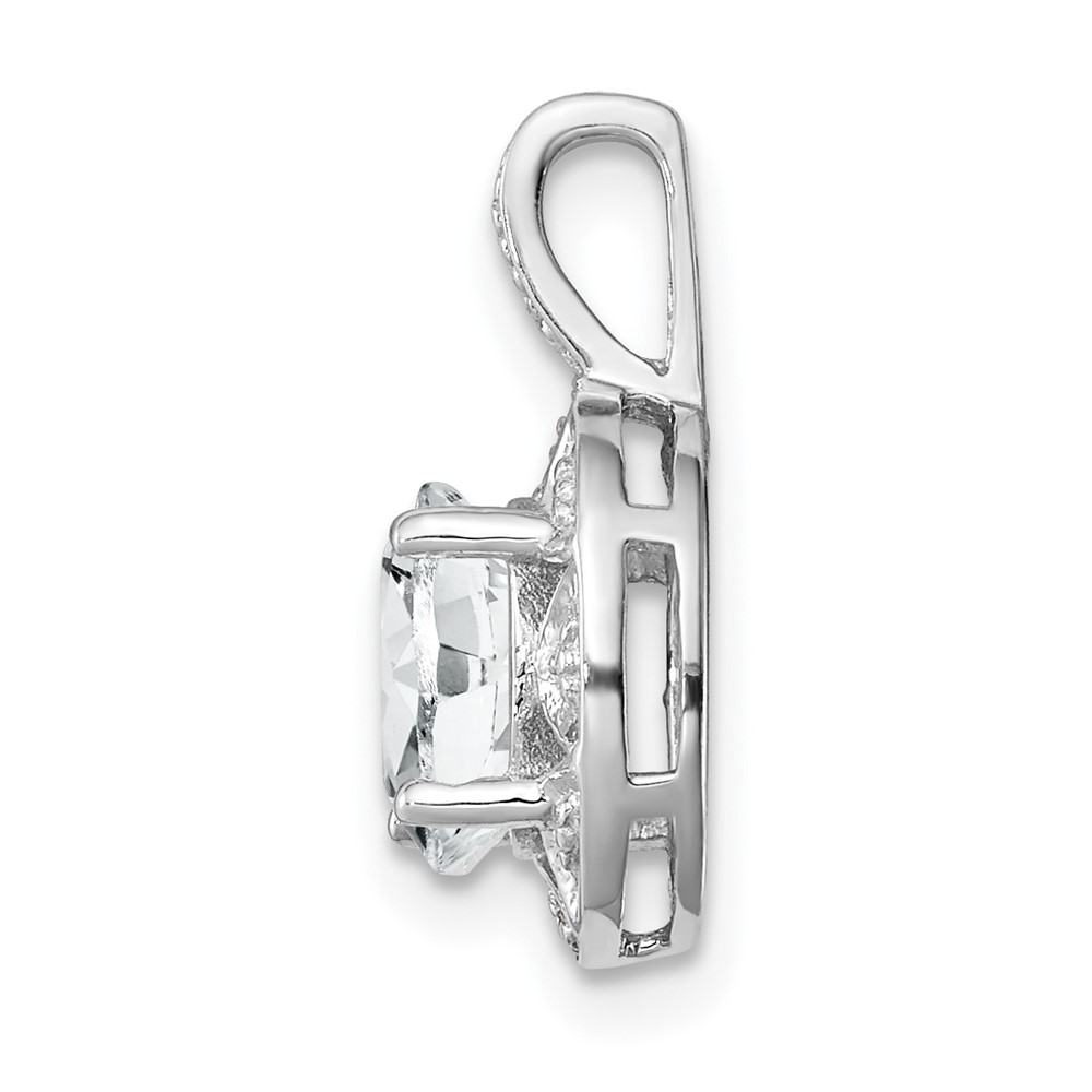 Sterling Silver Rhodium-plated Diam. & White Topaz Pendant (QBPD10APR)