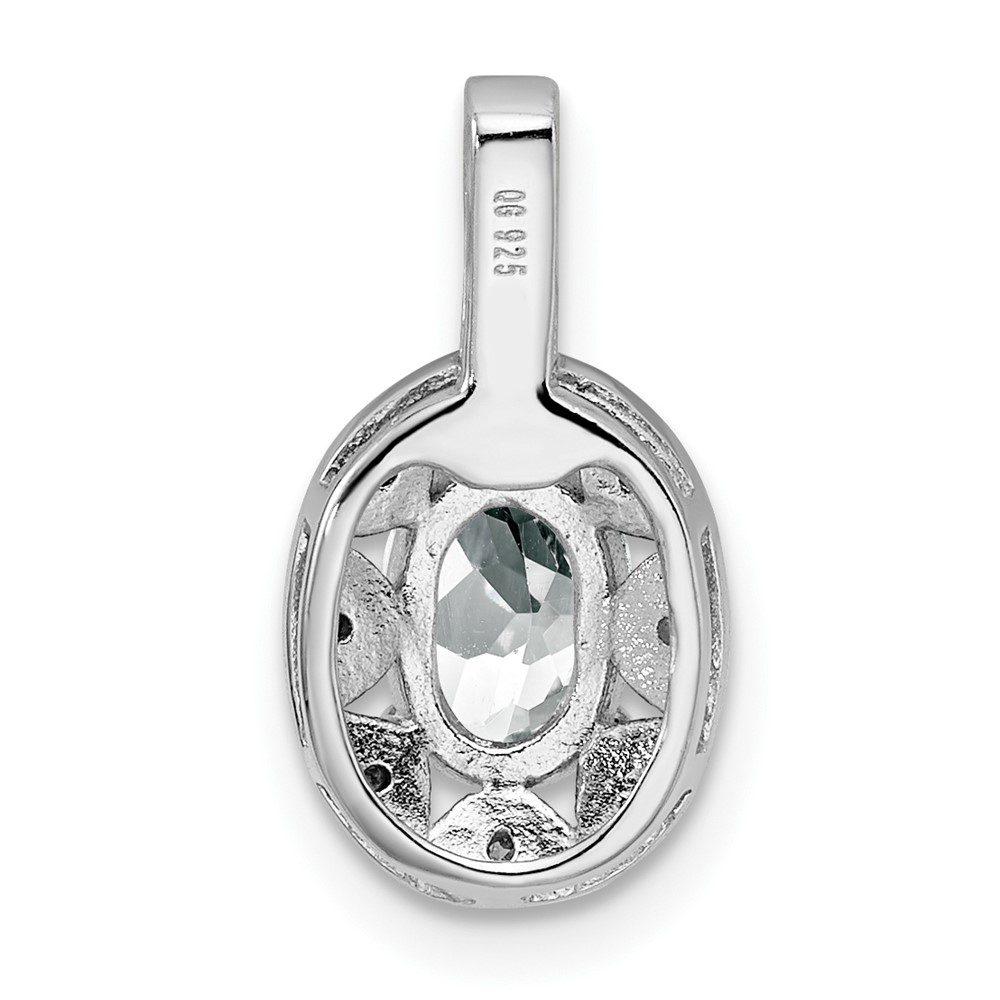 Sterling Silver Rhodium-plated Diam. & White Topaz Pendant (QBPD10APR)
