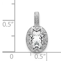 Sterling Silver Rhodium-plated Diam. & White Topaz Pendant view 4