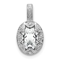 Sterling Silver Rhodium-plated Diam. & White Topaz Pendant view 1