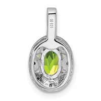 Sterling Silver Rhodium-plated Diam. & Peridot Pendant view 3