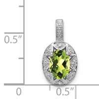 Sterling Silver Rhodium-plated Diam. & Peridot Pendant view 4