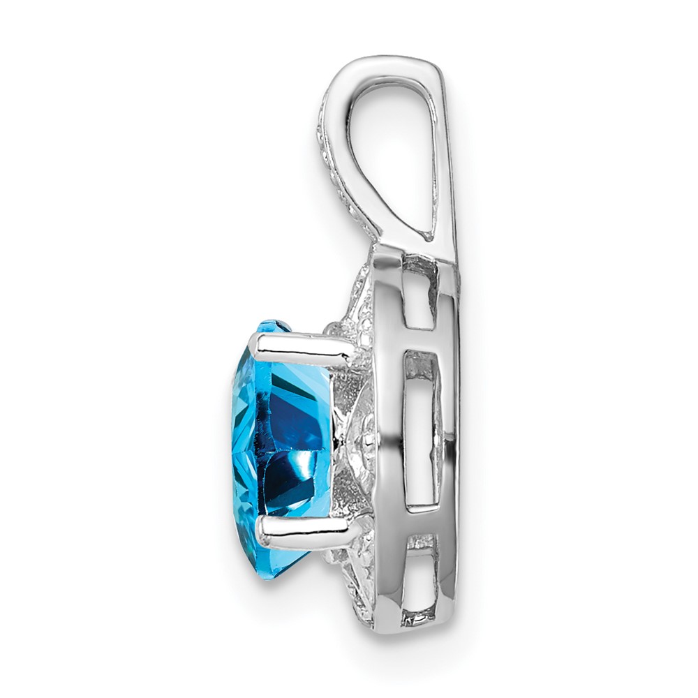 Sterling Silver Rhodium-plated Diam. & Blue Topaz Pendant (QBPD10DEC)