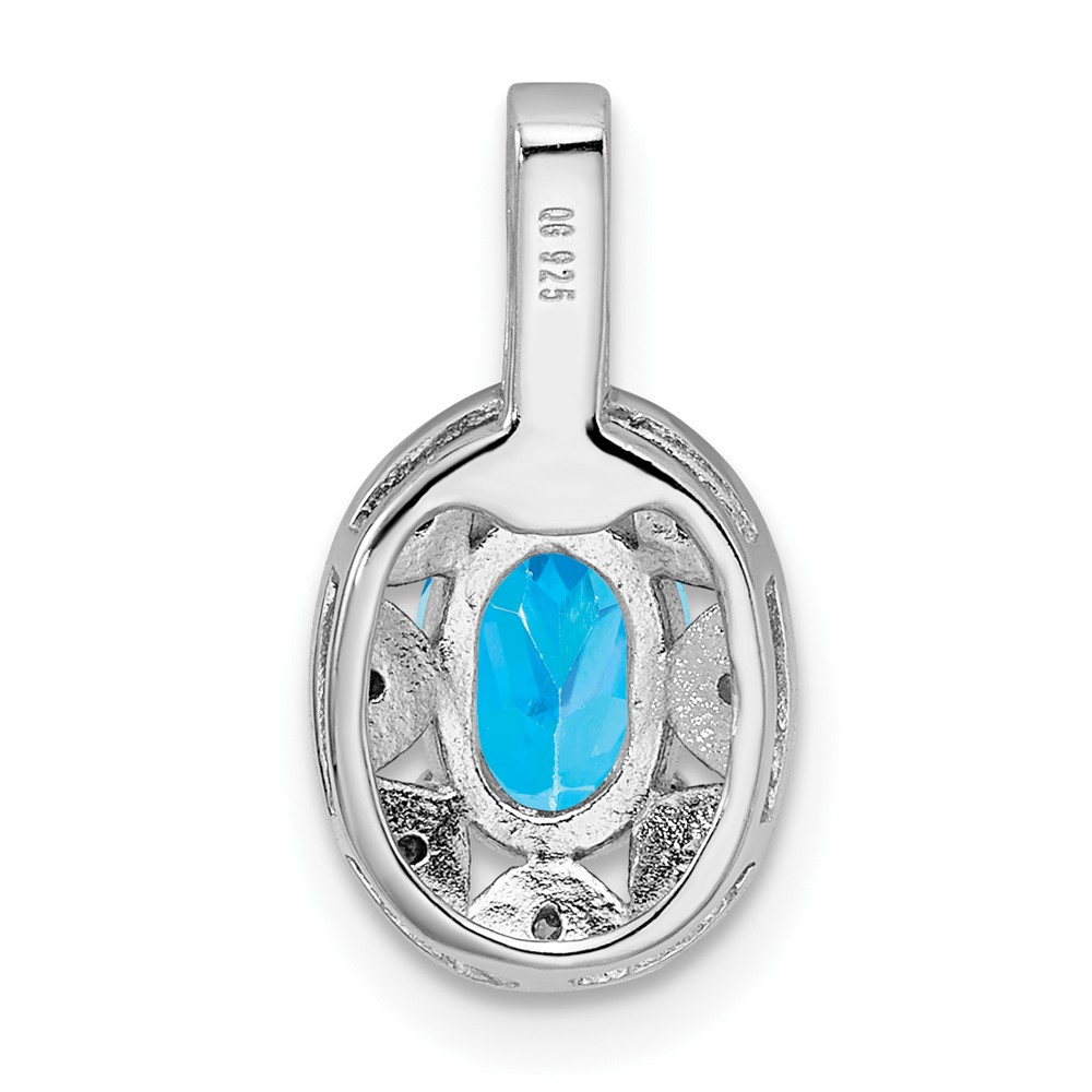 Sterling Silver Rhodium-plated Diam. & Blue Topaz Pendant (QBPD10DEC)