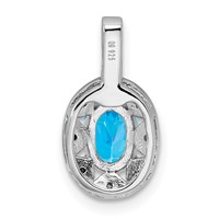 Sterling Silver Rhodium-plated Diam. & Blue Topaz Pendant view 3
