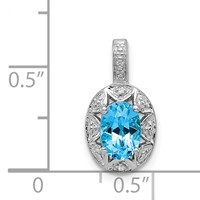 Sterling Silver Rhodium-plated Diam. & Blue Topaz Pendant view 4