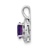 Sterling Silver Rhodium-plated Diam. & Amethyst Pendant view 2