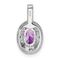 Sterling Silver Rhodium-plated Diam. & Amethyst Pendant view 3