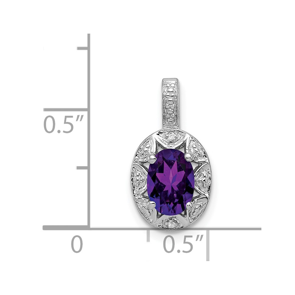 Sterling Silver Rhodium-plated Diam. & Amethyst Pendant (QBPD10FEB)
