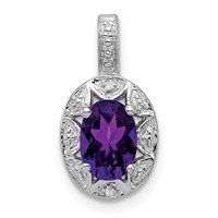 Sterling Silver Rhodium-plated Diam. & Amethyst Pendant view 1