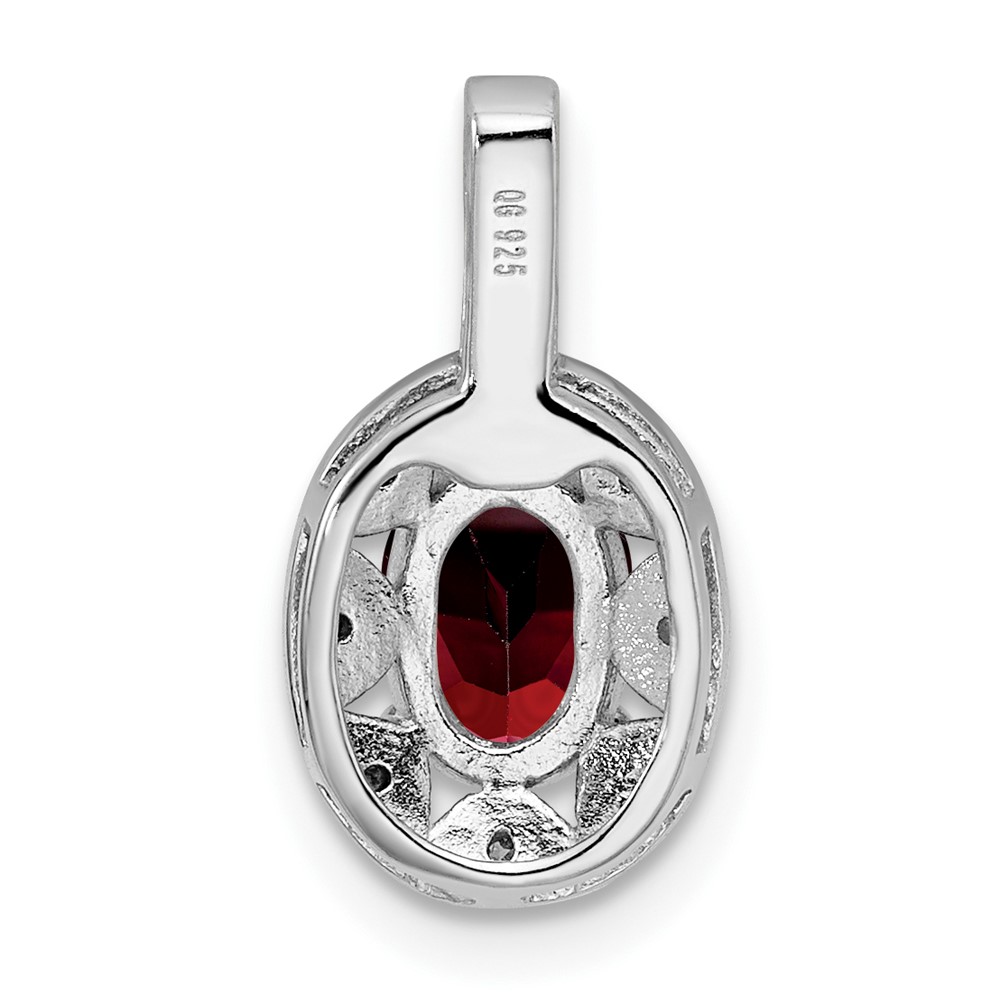 Sterling Silver Rhodium-plated Diam. & Garnet Pendant (QBPD10JAN)