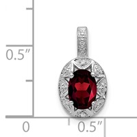 Sterling Silver Rhodium-plated Diam. & Garnet Pendant view 4