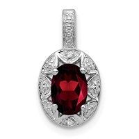 Sterling Silver Rhodium-plated Diam. & Garnet Pendant view 1