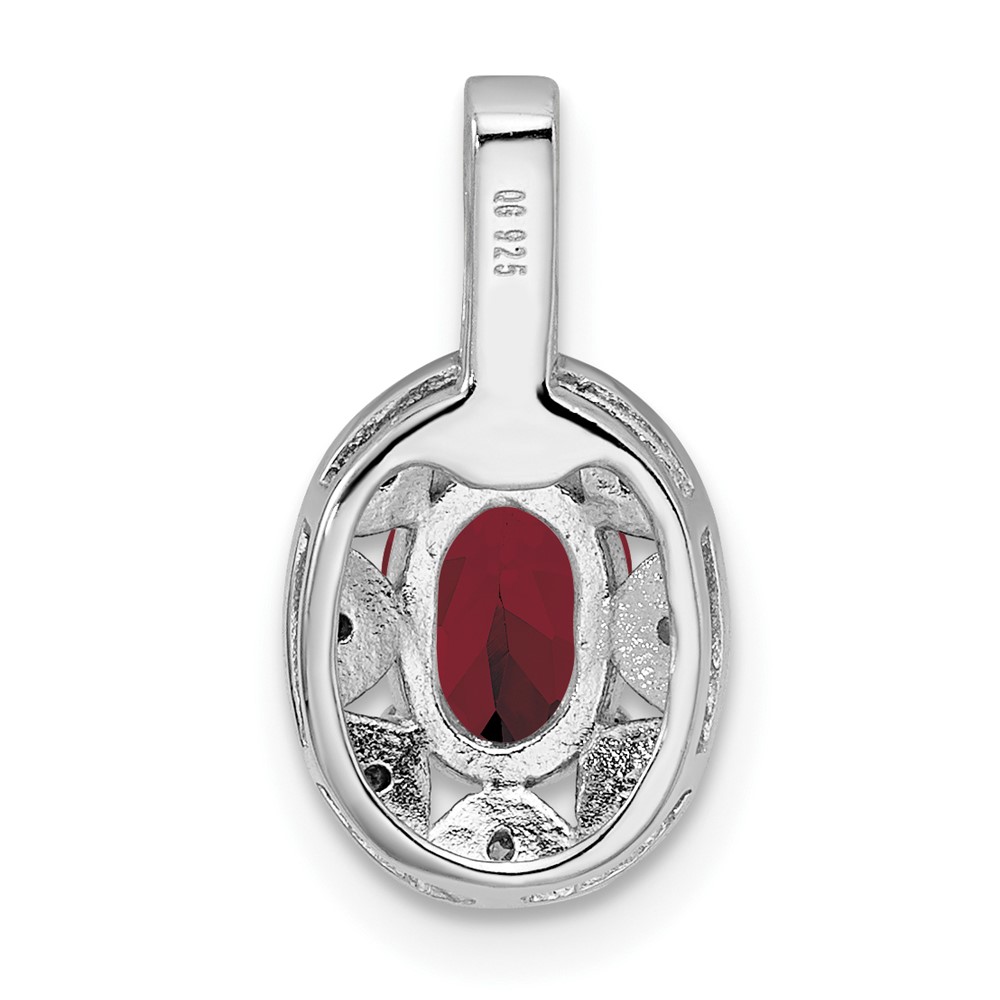Sterling Silver Rhodium-plated Diam. & Created Ruby Pendant (QBPD10JUL)
