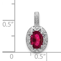 Sterling Silver Rhodium-plated Diam. & Created Ruby Pendant view 4