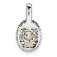 Sterling Silver Rhodium-plated Diam. & FW Cultured Pearl Pendant view 3