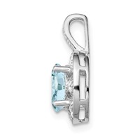 Sterling Silver Rhodium-plated Diam. & Aquamarine Pendant view 2