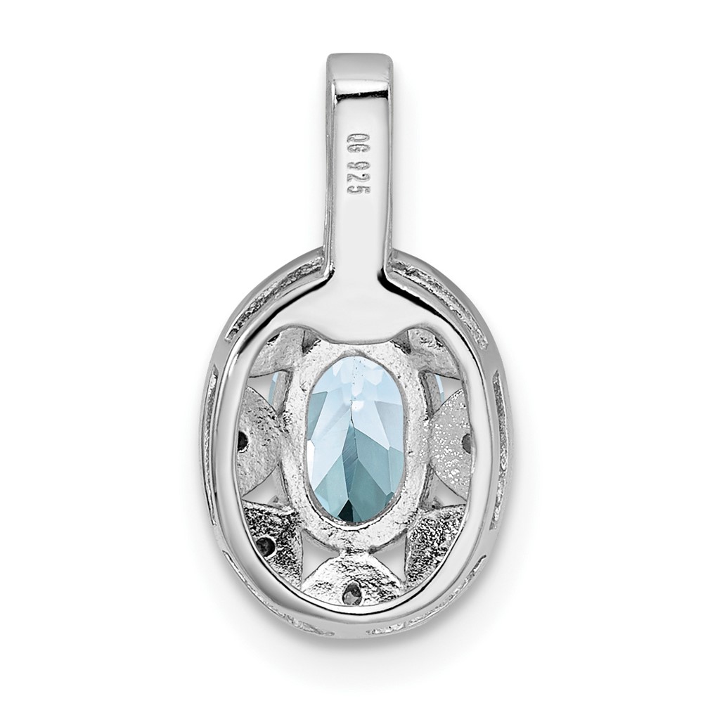 Sterling Silver Rhodium-plated Diam. & Aquamarine Pendant (QBPD10MAR)