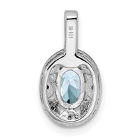 Sterling Silver Rhodium-plated Diam. & Aquamarine Pendant view 3