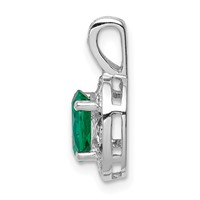 Sterling Silver Rhodium-plated Diam. & Created Emerald Pendant view 2