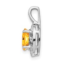 Sterling Silver Rhodium-plated Diam. & Citrine Pendant view 2