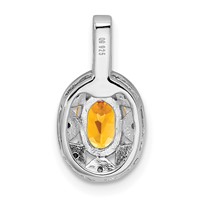 Sterling Silver Rhodium-plated Diam. & Citrine Pendant view 3