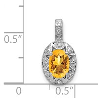 Sterling Silver Rhodium-plated Diam. & Citrine Pendant view 4