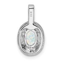 Sterling Silver Rhodium-plated Diam. & Created Opal Pendant view 4