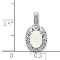 Sterling Silver Rhodium-plated Diam. & Created Opal Pendant view 3
