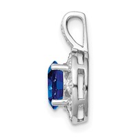 Sterling Silver Rhodium-plated Diam. & Created Sapphire Pendant view 2